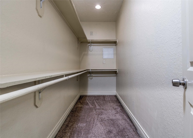 spacious closet with dark carpet