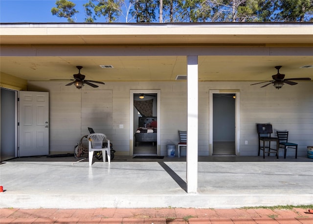 view of patio / terrace with ceiling fan