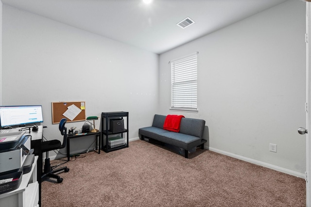 office area featuring carpet flooring