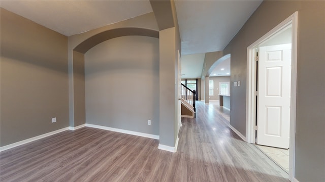 interior space with light hardwood / wood-style floors