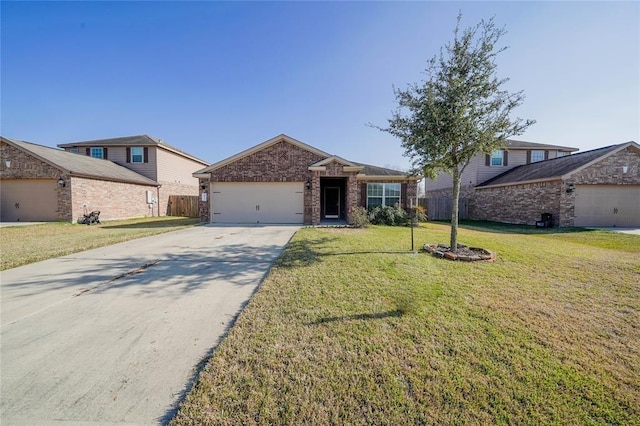 view of front of home featuring a garage and a front lawn