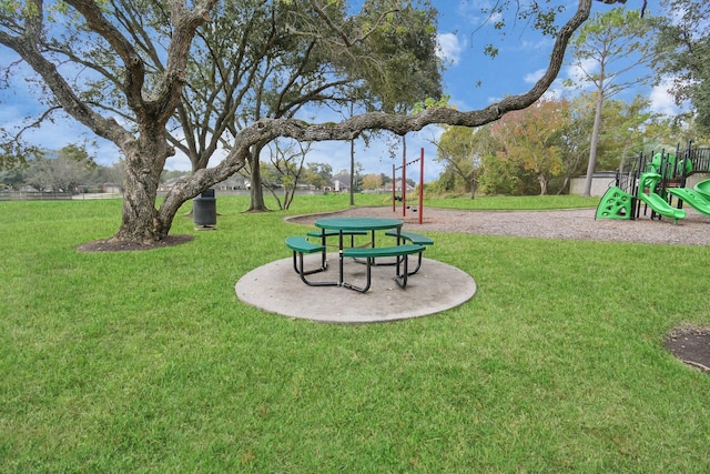 view of community with a yard and a playground