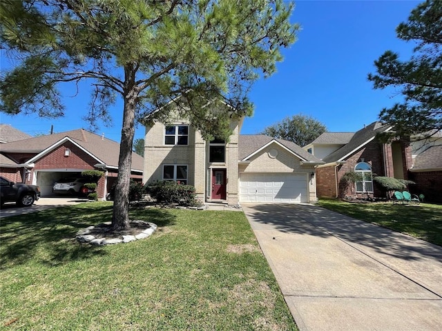 view of front of house featuring a garage and a front yard