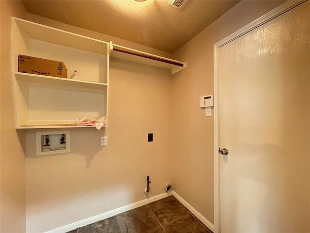 laundry room with hookup for an electric dryer, washer hookup, and gas dryer hookup