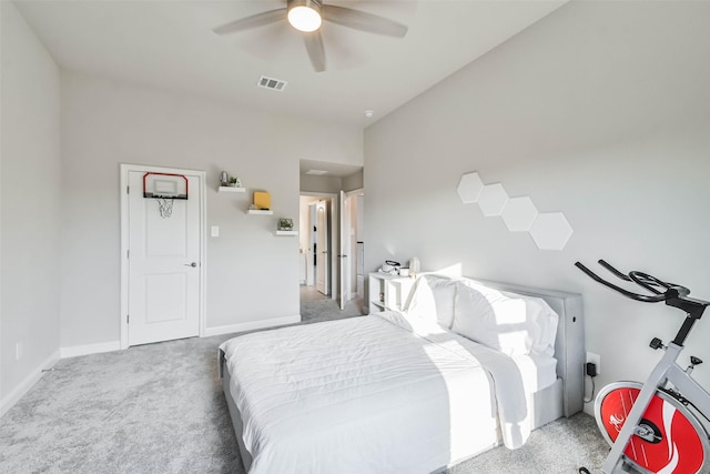 bedroom featuring carpet and ceiling fan