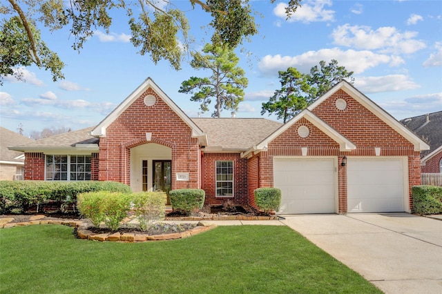 view of front facade featuring a garage and a front yard