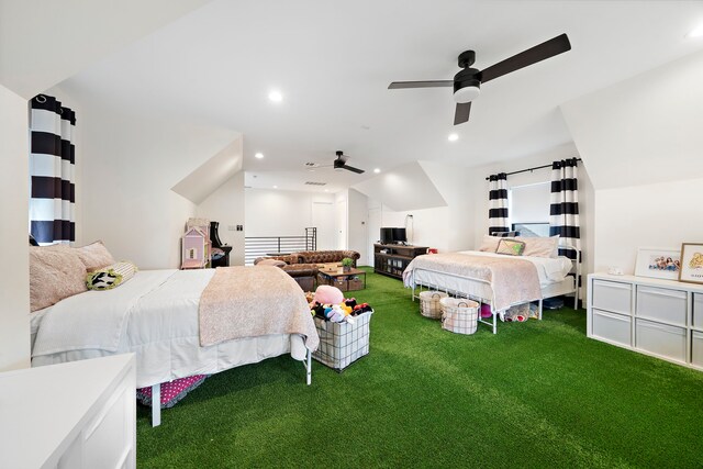 4103 Lea Ln, Fulshear, TX 77406 - carpeted bedroom with recessed lighting and ceiling fan