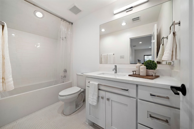 4103 Lea Ln, Fulshear, TX 77406 - full bathroom featuring vanity, shower / bath combo with shower curtain, recessed lighting, and tile patterned flooring