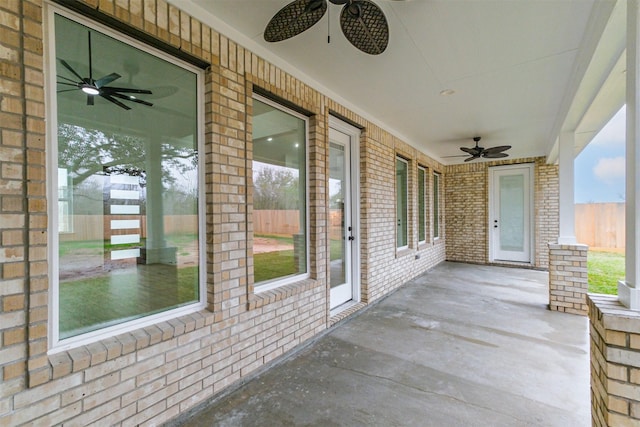 view of patio with ceiling fan