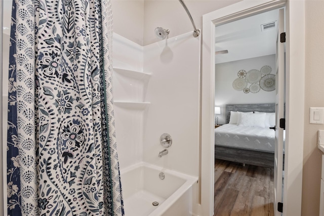 bathroom featuring wood-type flooring