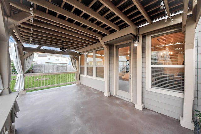 view of patio with ceiling fan