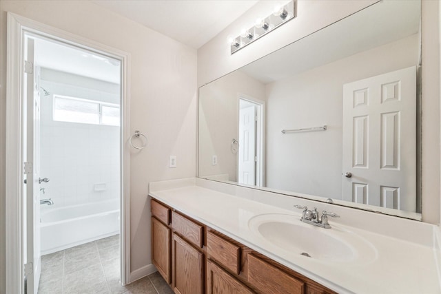 bathroom featuring bathtub / shower combination and vanity