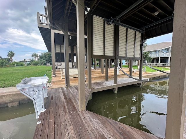 view of dock featuring a water view