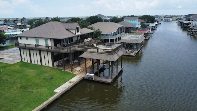 exterior space with a water view