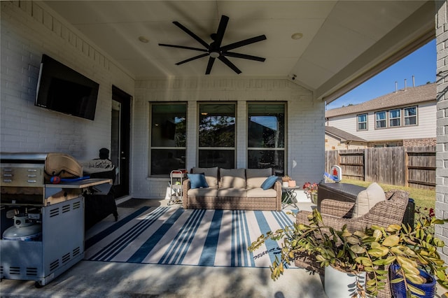 view of patio / terrace with outdoor lounge area and ceiling fan