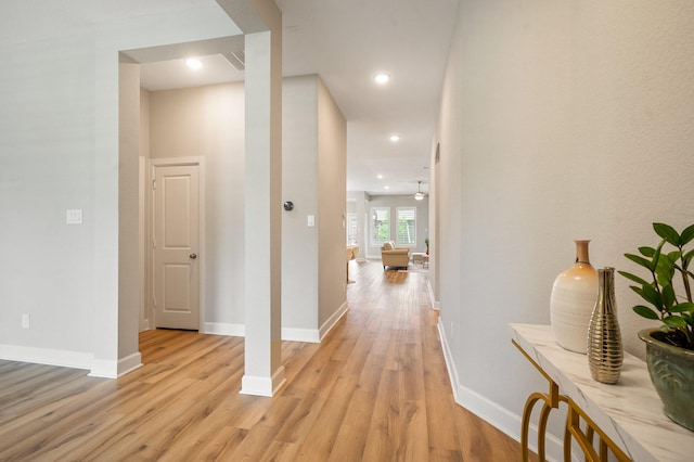 hall featuring light hardwood / wood-style floors