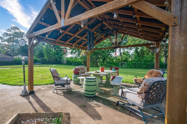 view of patio featuring a gazebo