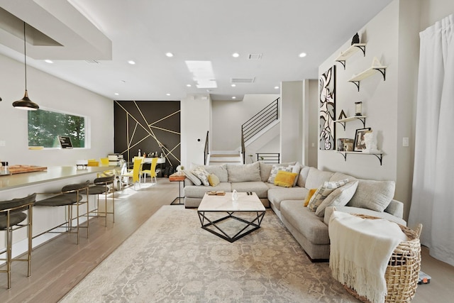 living room featuring light hardwood / wood-style floors