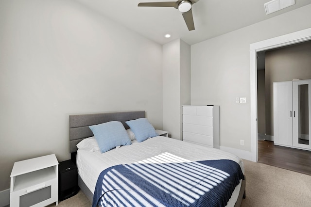 bedroom featuring ceiling fan