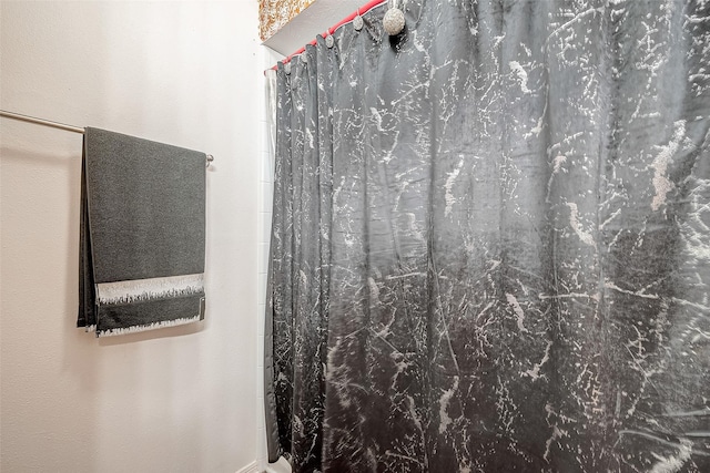 bathroom featuring a shower with curtain