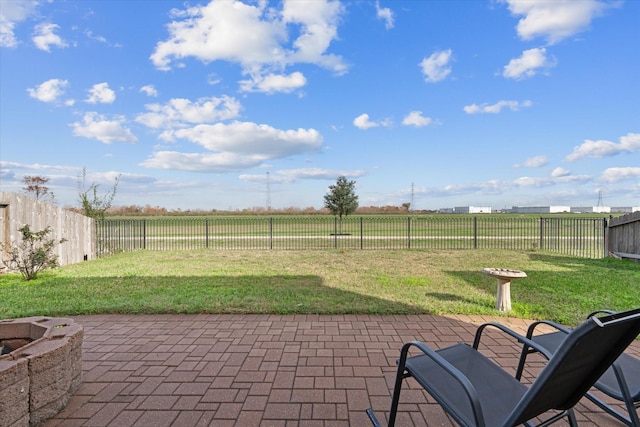 view of patio / terrace featuring a rural view