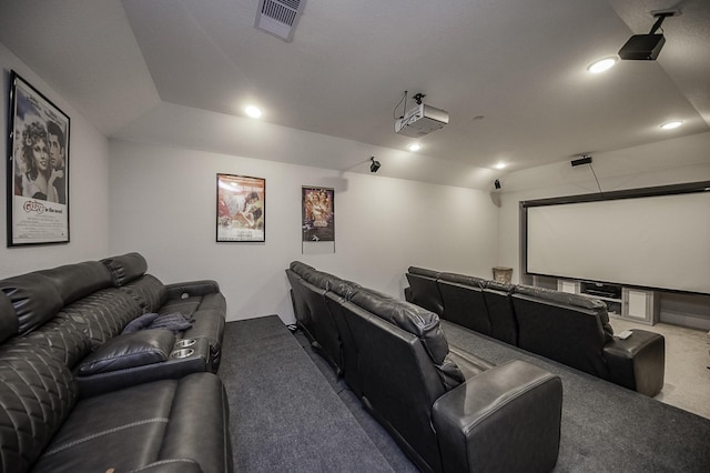 view of carpeted home theater