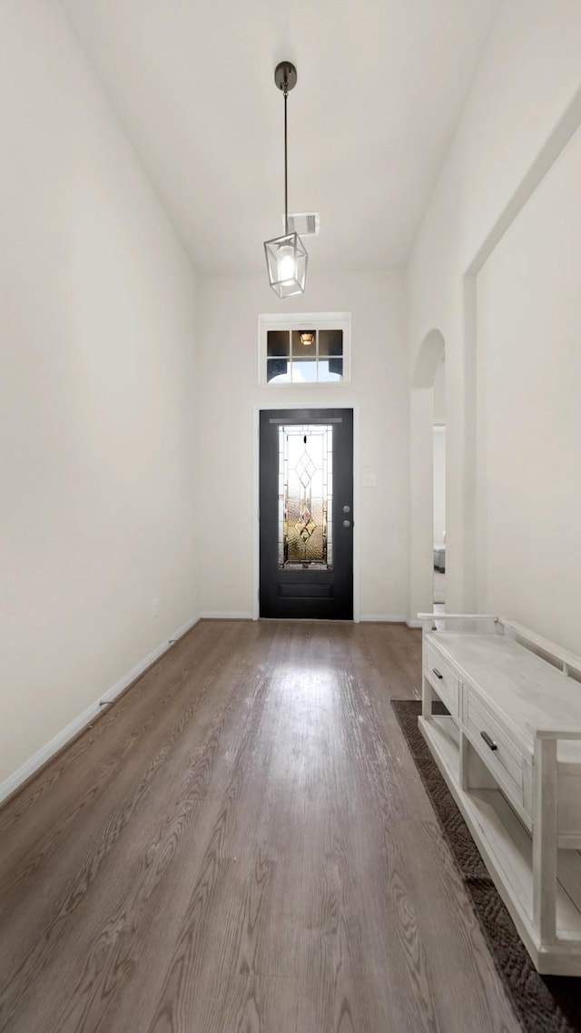 foyer entrance featuring dark hardwood / wood-style floors