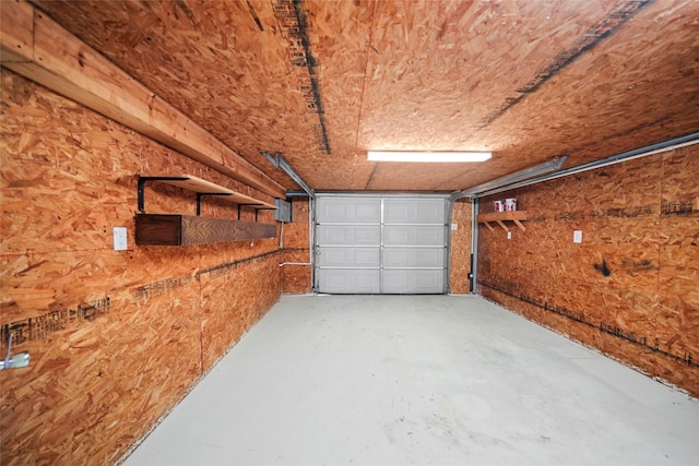 garage with wooden walls