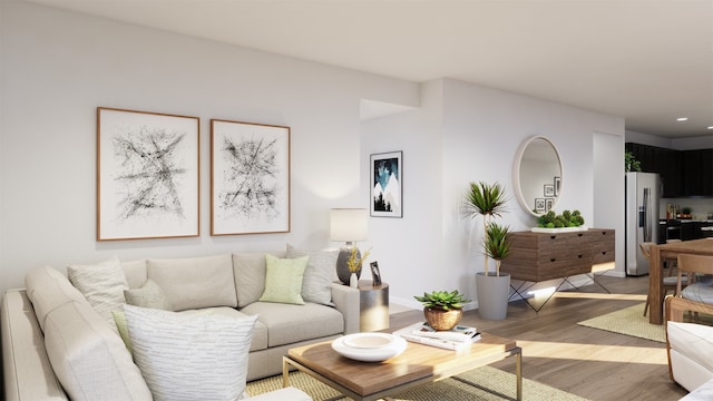 living room with wood-type flooring