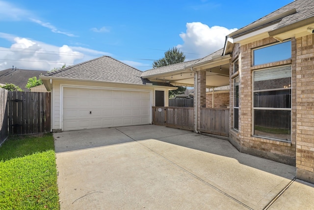 exterior space featuring a garage