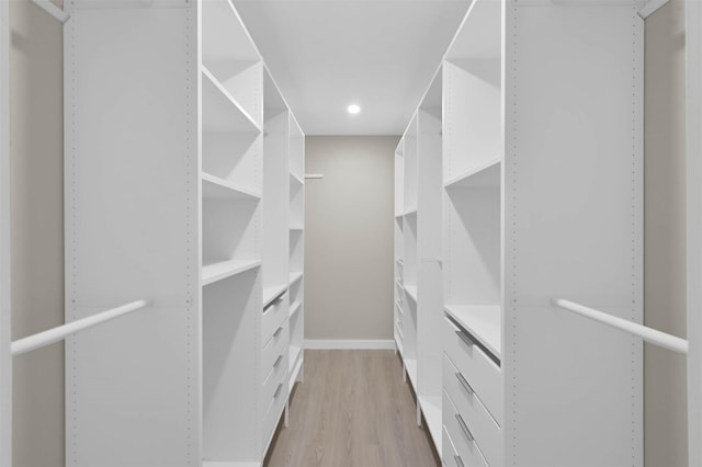 spacious closet with light wood-type flooring