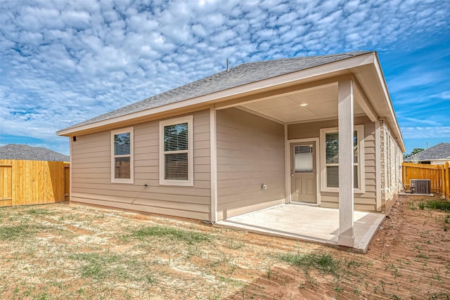 back of house featuring a patio and central AC