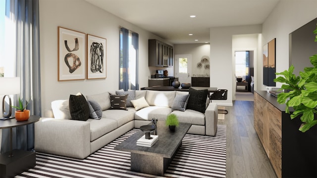 living room featuring light hardwood / wood-style floors