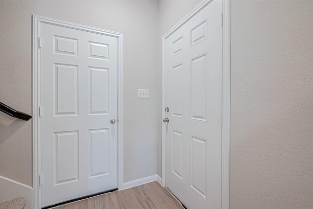 interior space with light hardwood / wood-style floors