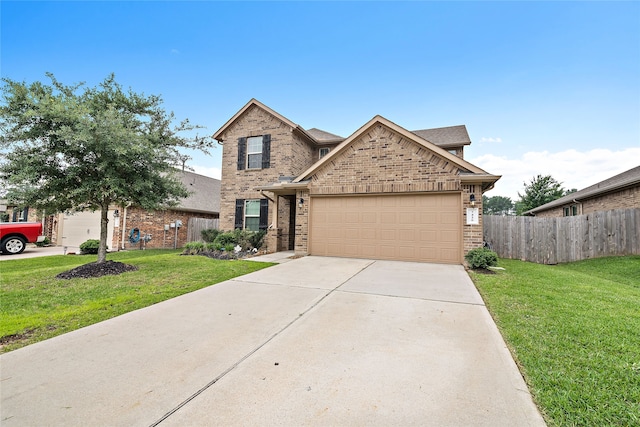 view of front of house featuring a garage and a front yard