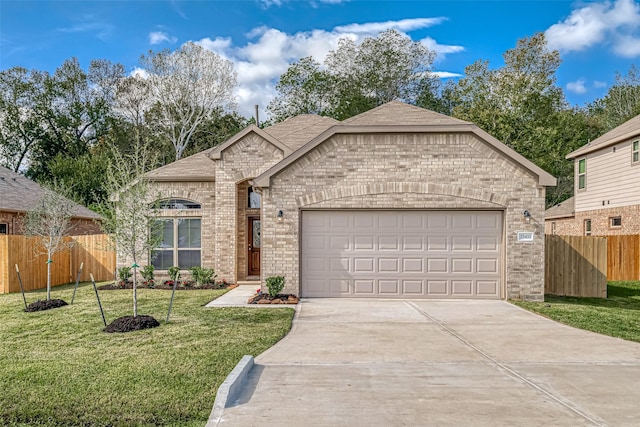 view of front of home featuring a garage and a front yard