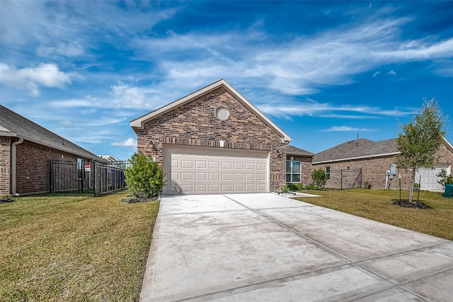 front of property with a front lawn and a garage