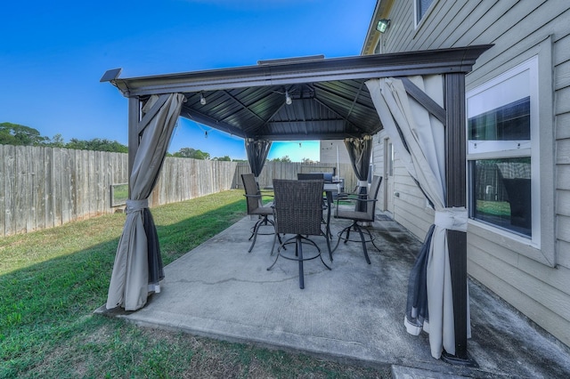 view of patio / terrace with a gazebo