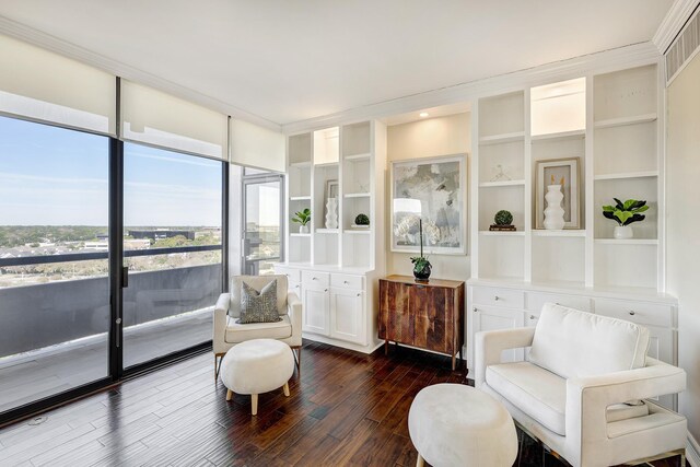 living area featuring dark hardwood / wood-style floors