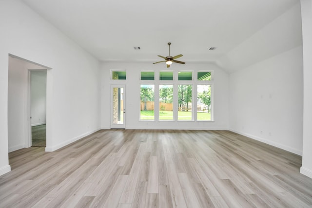 17733 Gold Saddle Ln, Magnolia, TX 77354 - unfurnished living room with ceiling fan, baseboards, light wood finished floors, and visible vents