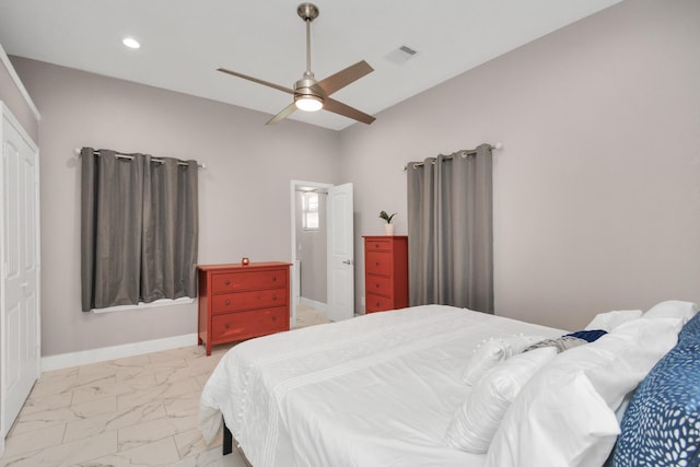 bedroom with ceiling fan