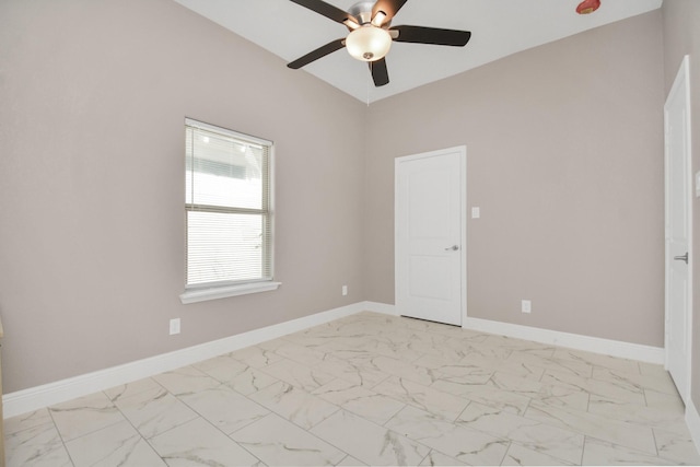 unfurnished room with ceiling fan