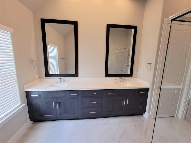 bathroom with vanity and a wealth of natural light