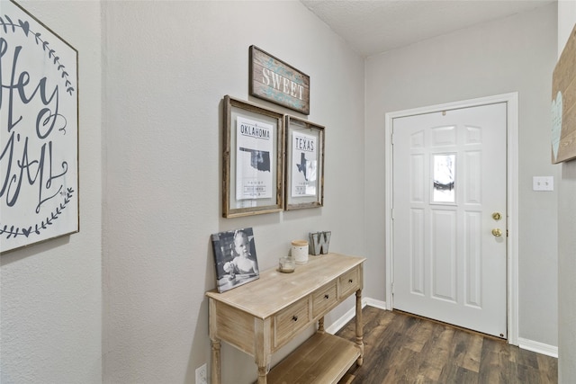 entryway with dark hardwood / wood-style floors