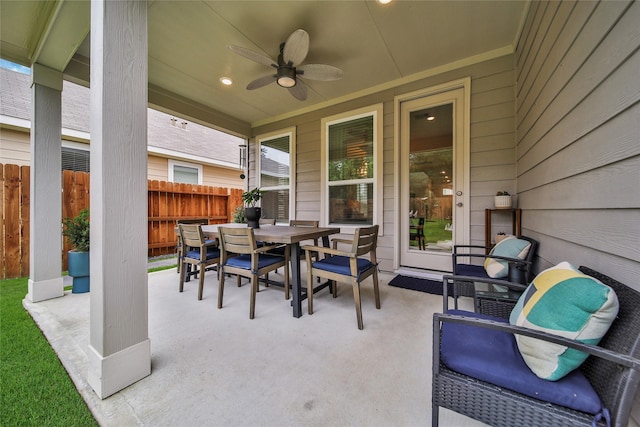 view of patio with ceiling fan