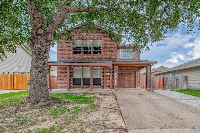 view of front property with a garage