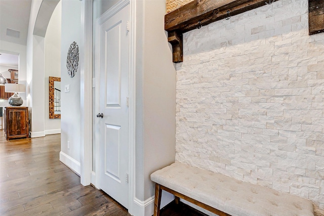 mudroom featuring wood-type flooring