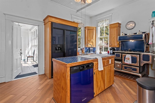 kitchen with ceiling fan, dishwasher, and sink