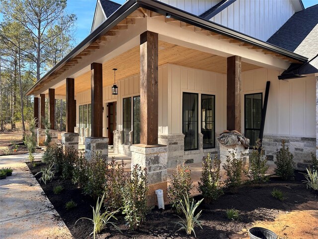 view of home's exterior with a porch