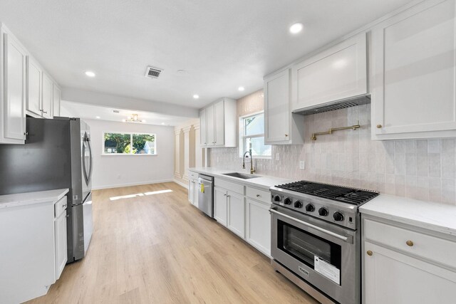 kitchen with sink, white cabinets, and stainless steel appliances